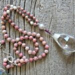 Pink Fossil Jasper Crystal Necklace