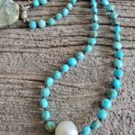 Blue Howlite and Pearl Knotted Neckless