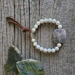 Moonstone and Howlite Suede Stretch Bracelet