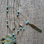 Chinese Turquoise Feather Necklace