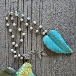 Carved Turquoise Blue Howlite Leaf Necklace