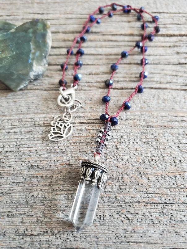 Lapis Crystal Point Necklace