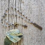 Rustic Cross and Czech Glass Necklace