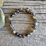 Black and Cream Striped Agate Bracelet