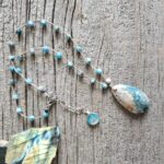 Ocean Jasper and Blue Apatite Knotted Necklace