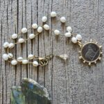 Pearl Knotted Coin Pendant Necklace