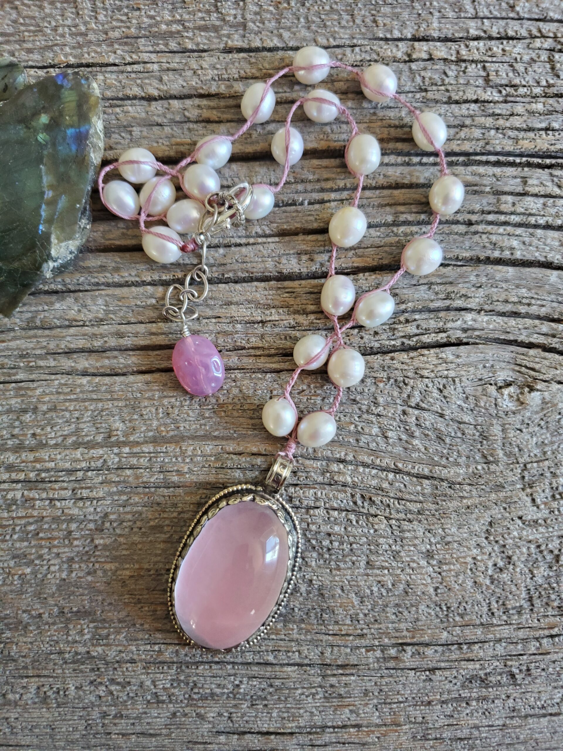 Pearl and Rose Quartz Necklace