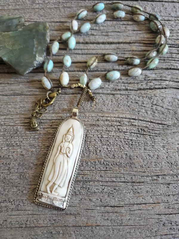 Dragon Skin Agate Buddha Necklace