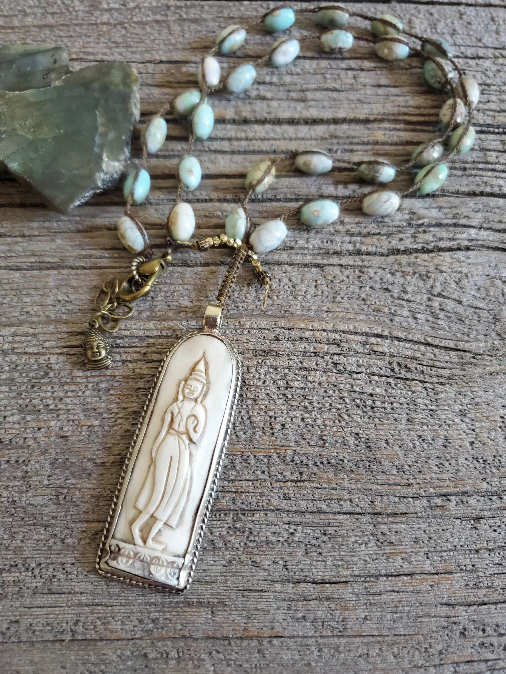 Dragon Skin Agate Buddha Necklace