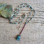 Long Blue Howlite Macrame Necklace
