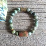African Turquoise and Red Jasper Stretch Bracelet