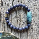 Blue Jade and Agate Stretch Bracelet