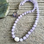 Lavender Jade and Pearl Necklace
