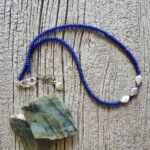 Blue Jade and Pearl Necklace