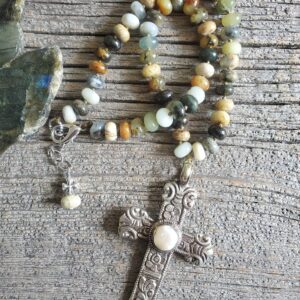 Flower Jade Cross Necklace