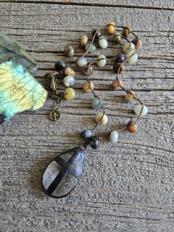 Indian Agate Cross Necklace