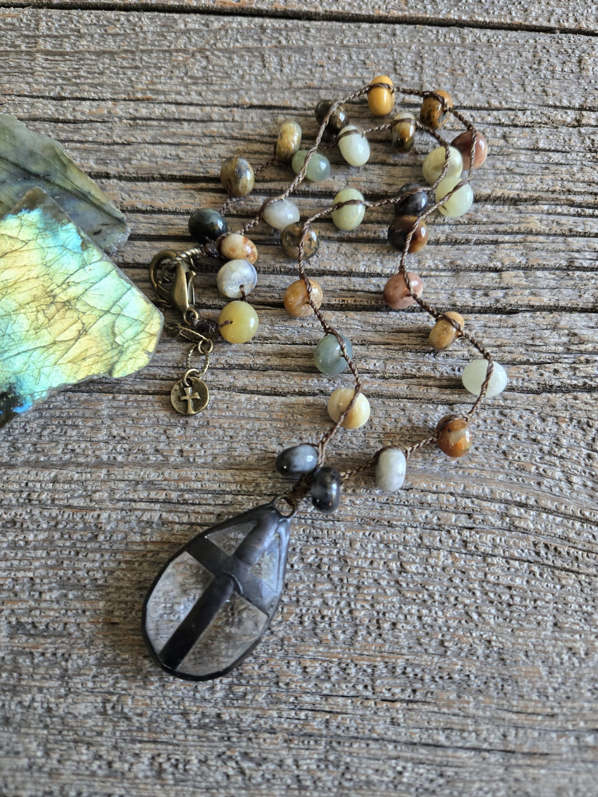 Indian Agate Cross Necklace