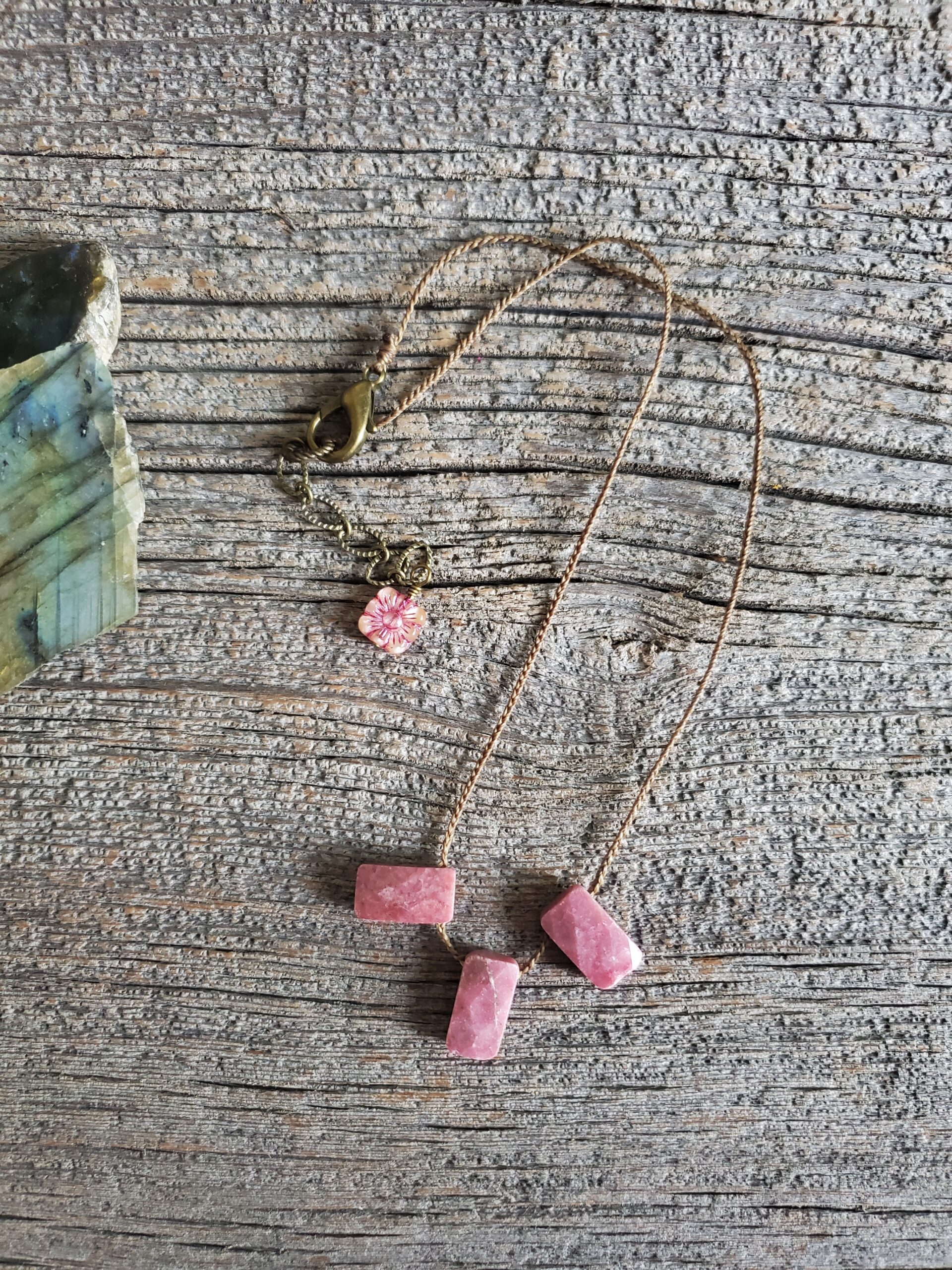 Pink Rhodocrosite Slab Necklace