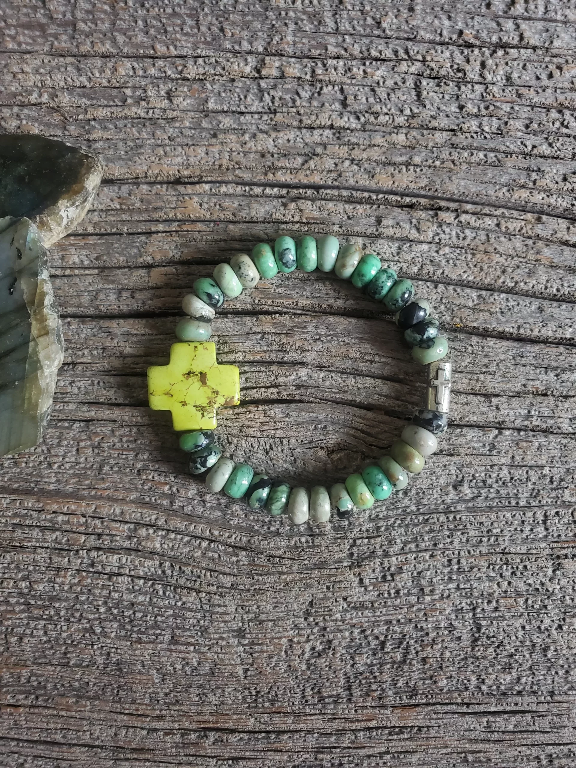 Jasper and Howlite Cross Stretch Bracelet