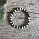 Black and Cream Striped Agate Stretch Bracelet