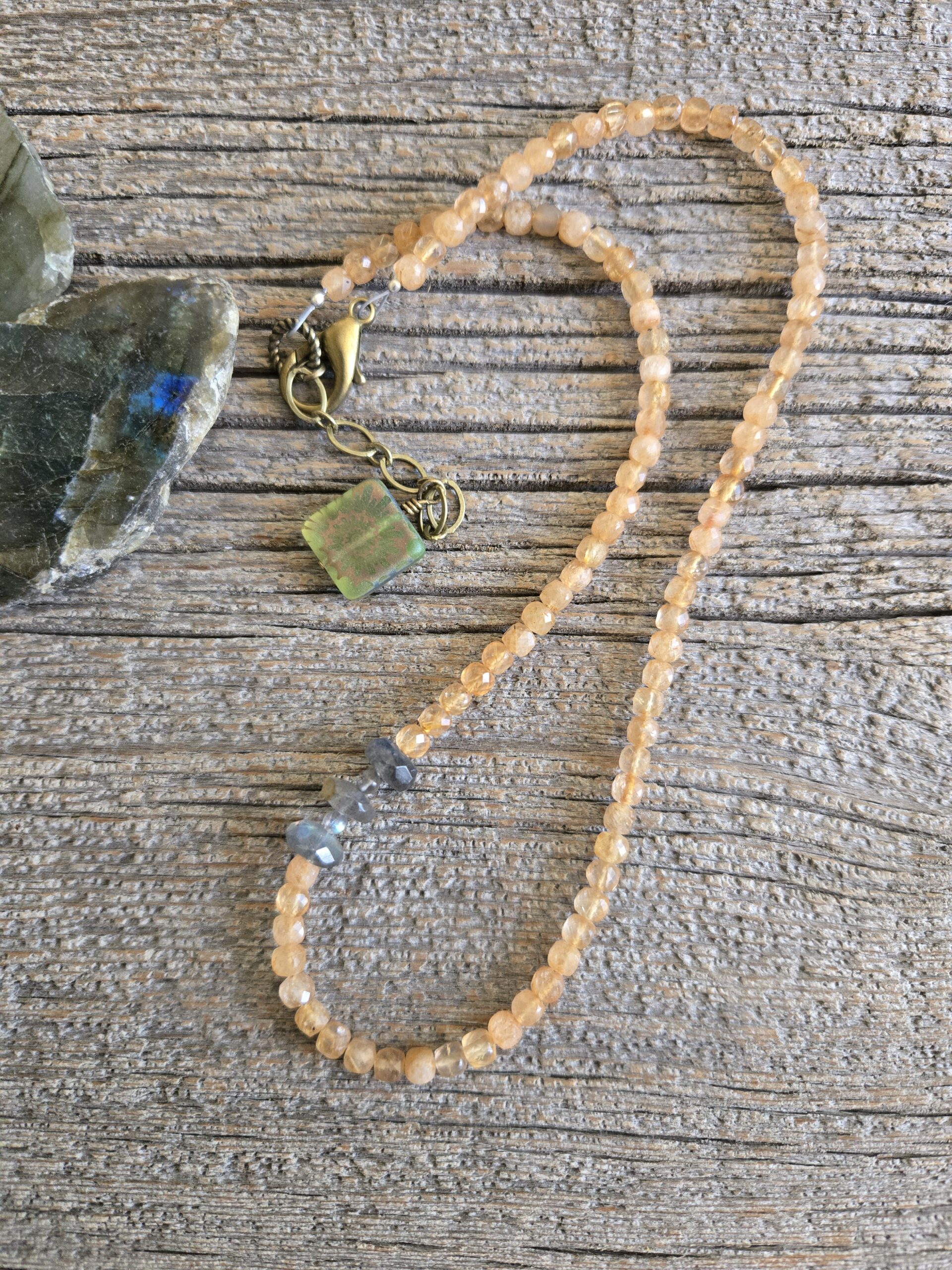 Sunstone and Labradorite Beaded Necklace