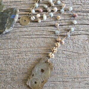 Amazonite Carved Pendant Necklace