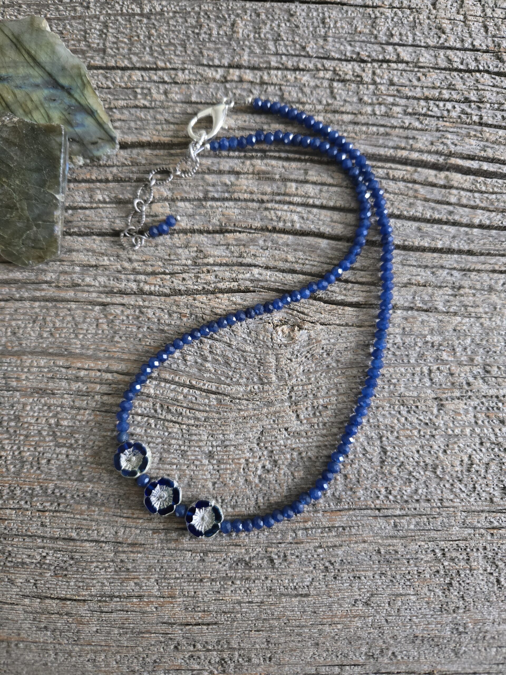 Blue Jade Flower Necklace