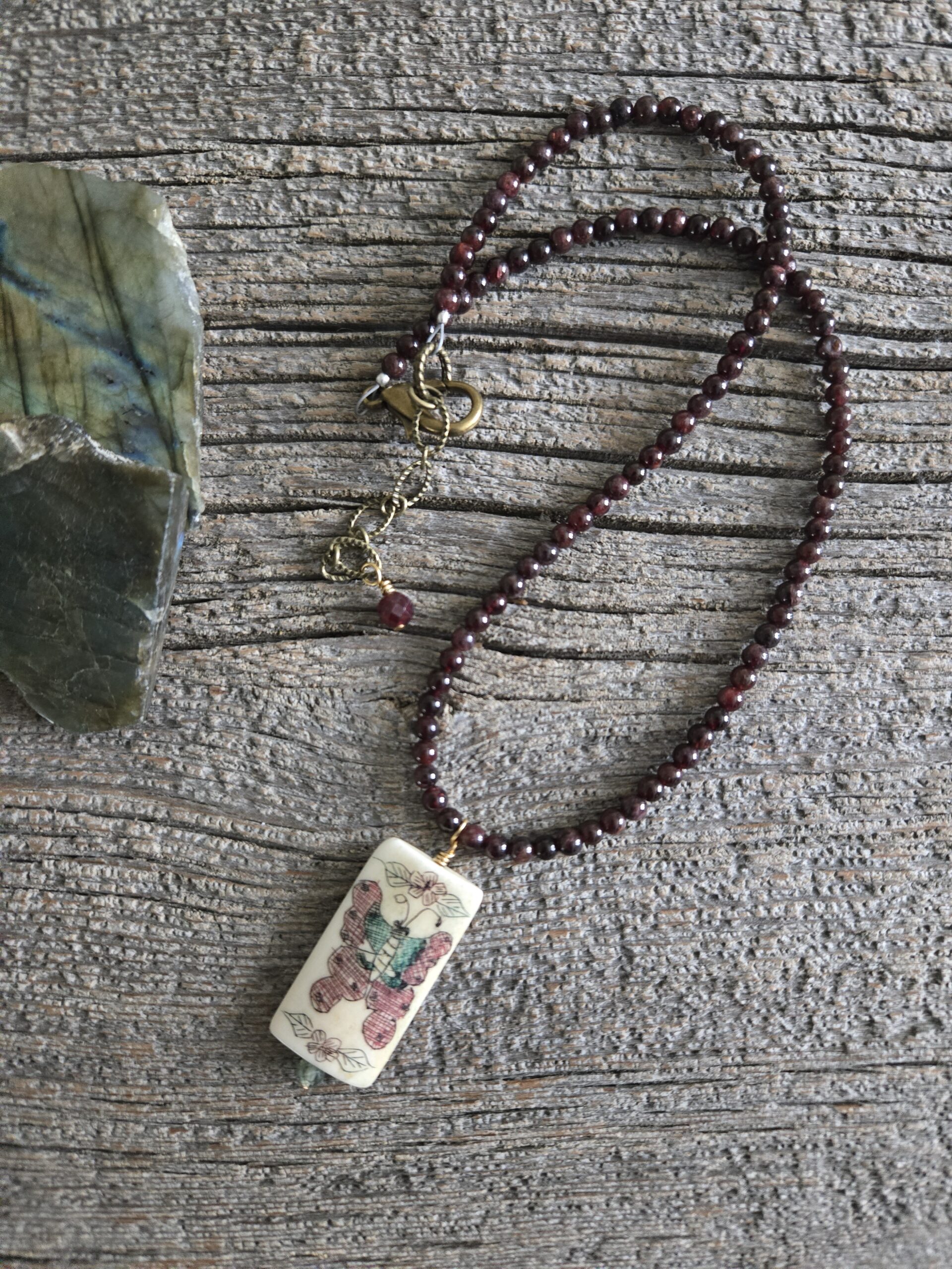 Garnet Butterfly Necklace