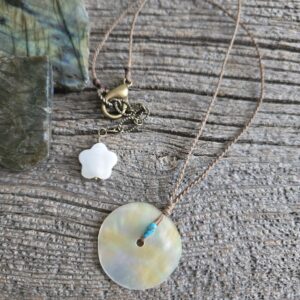 Dainty Mother Of Pearl Disk Necklace