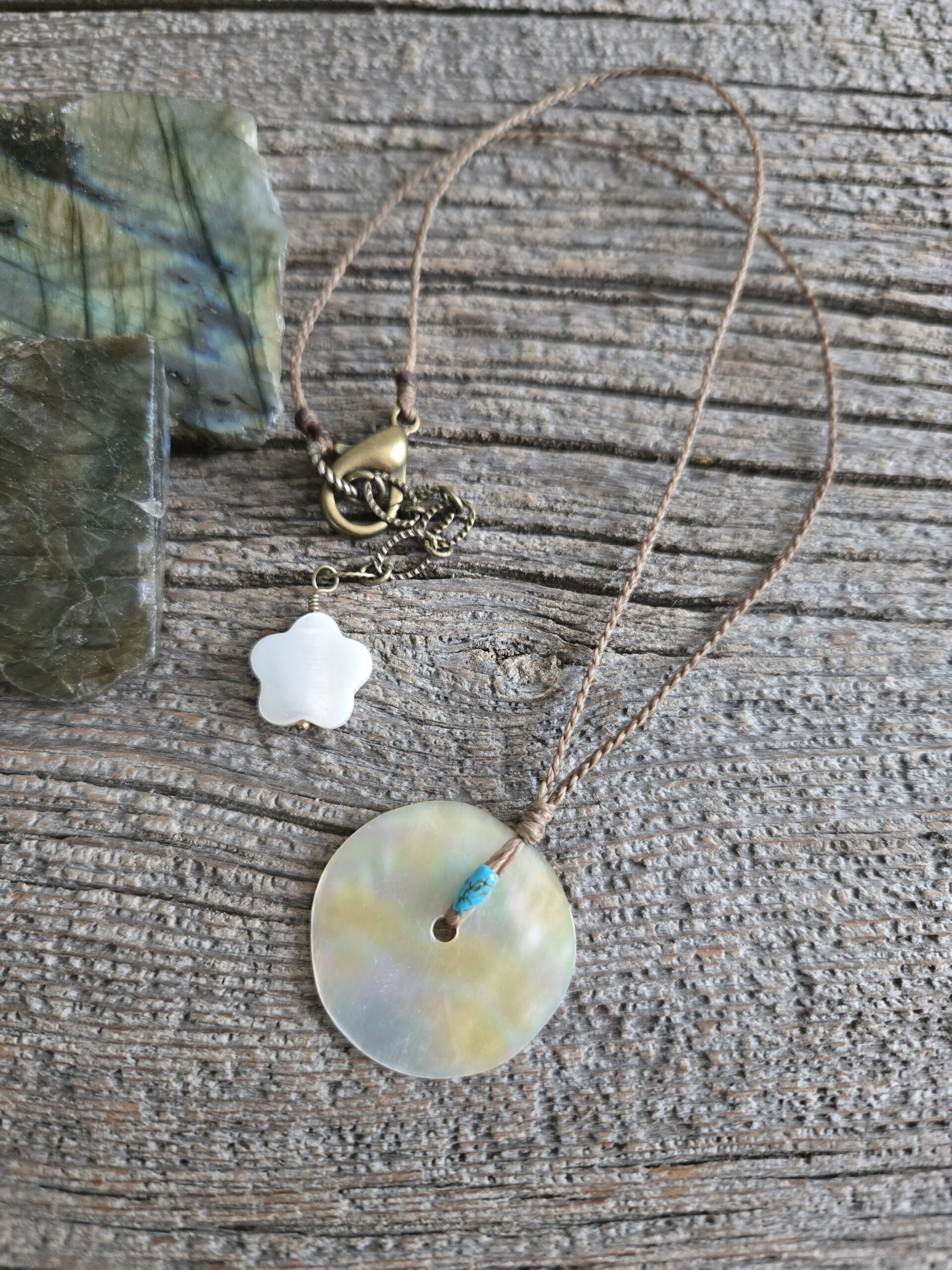 Dainty Mother Of Pearl Disk Necklace