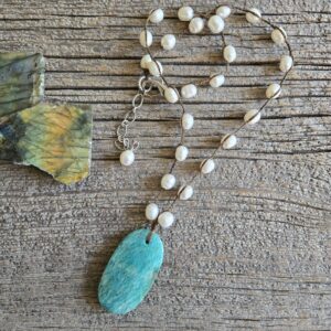 Amazonite and Pearl Necklace