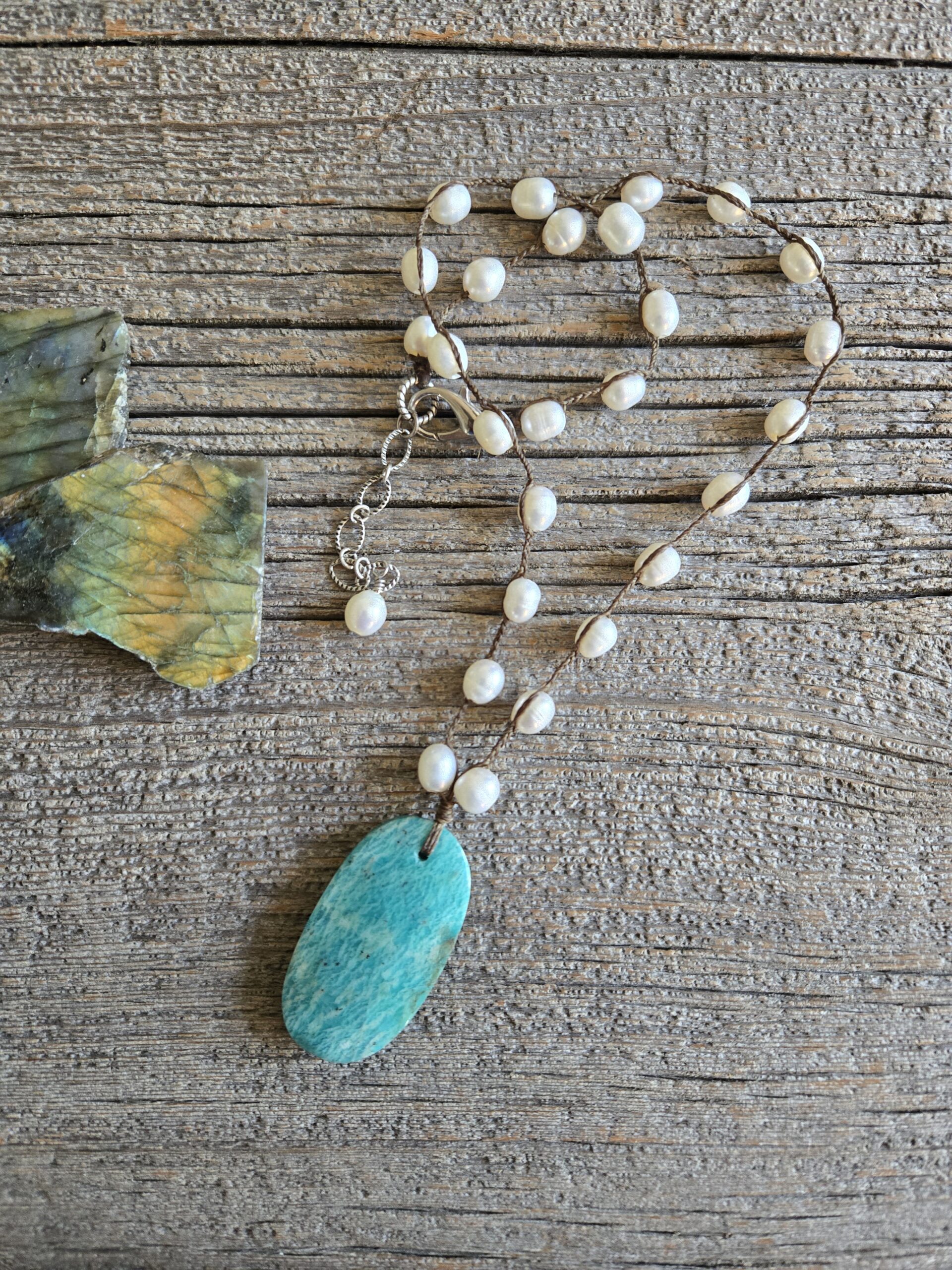 Amazonite and Pearl Necklace