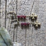 Garnet Cross Earrings
