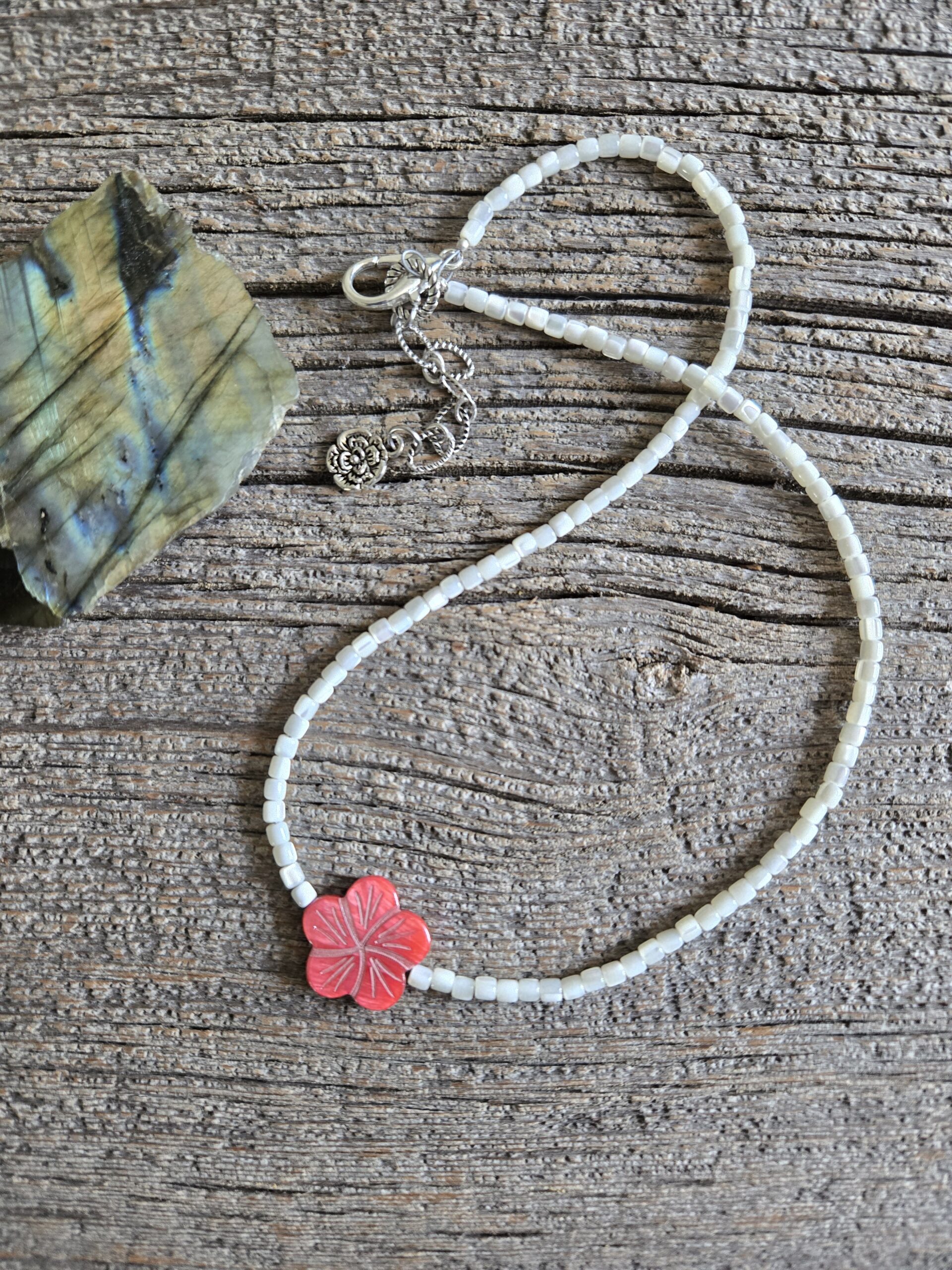 Mother of Pearl Hibiscus Necklace