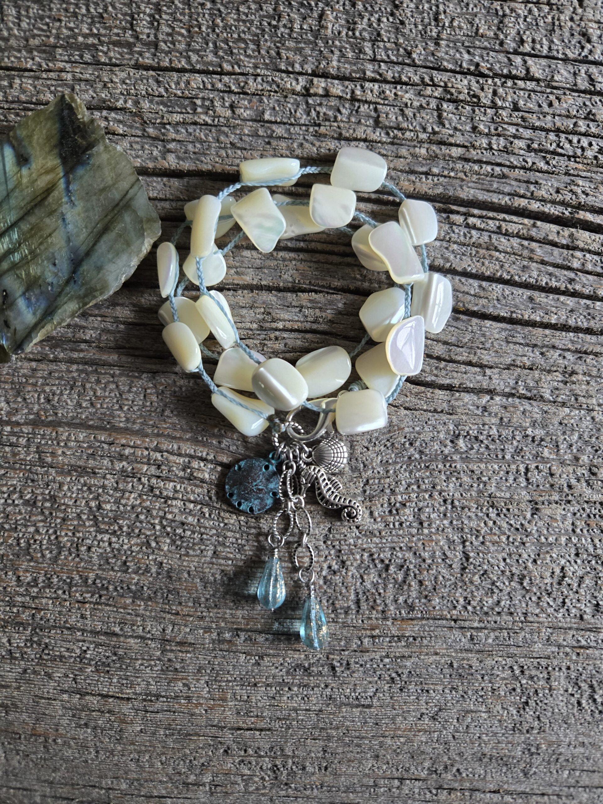 Chunky Mother of Pearl Wrap Bracelet/Necklace