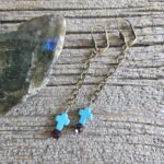 Brass Howite and Garnet Dangle Earrings