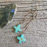 Green Howlite Cross Earrings