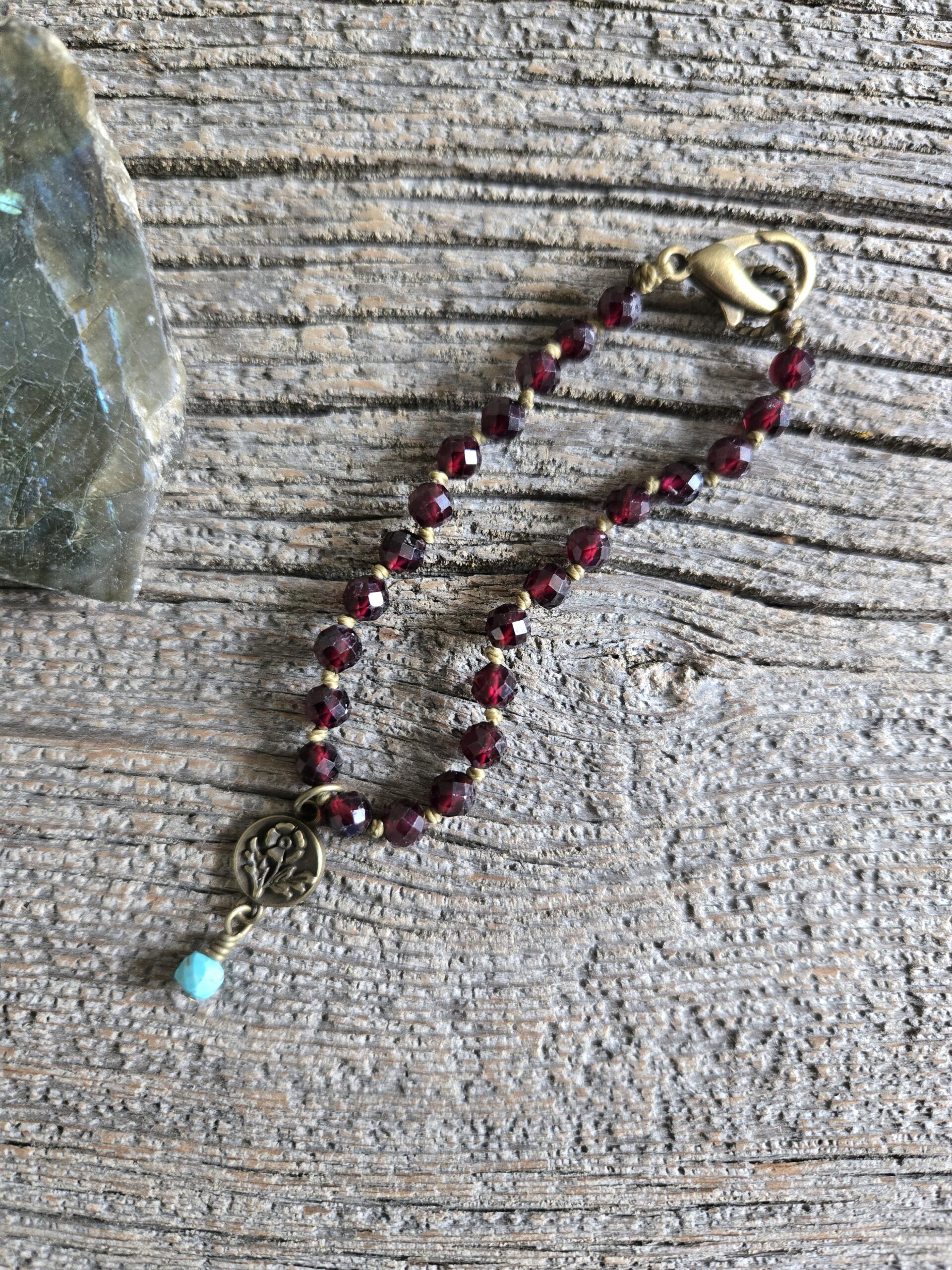 Garnet Flower Bracelet