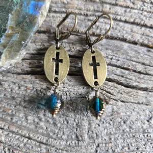 Czech Glass Cross Earrings