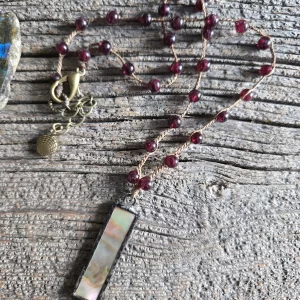Garnet and Abalone Necklace