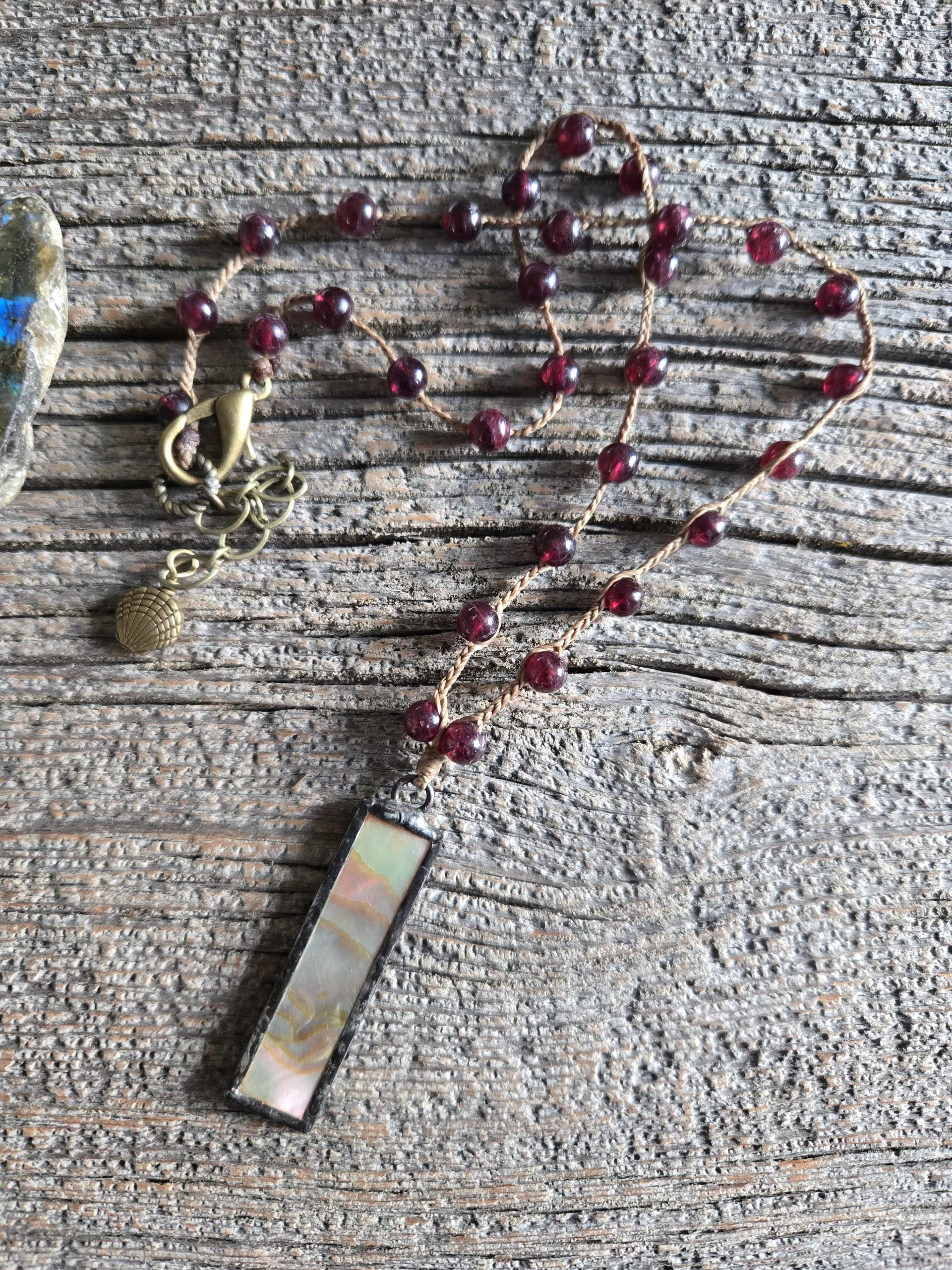 Garnet and Abalone Necklace
