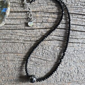 Black Onyx and Abalone Bead Necklace