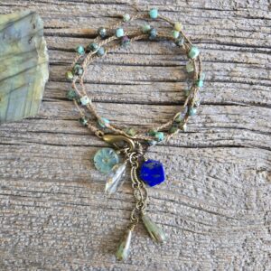 African Turquoise Wrap Bracelet/Necklace