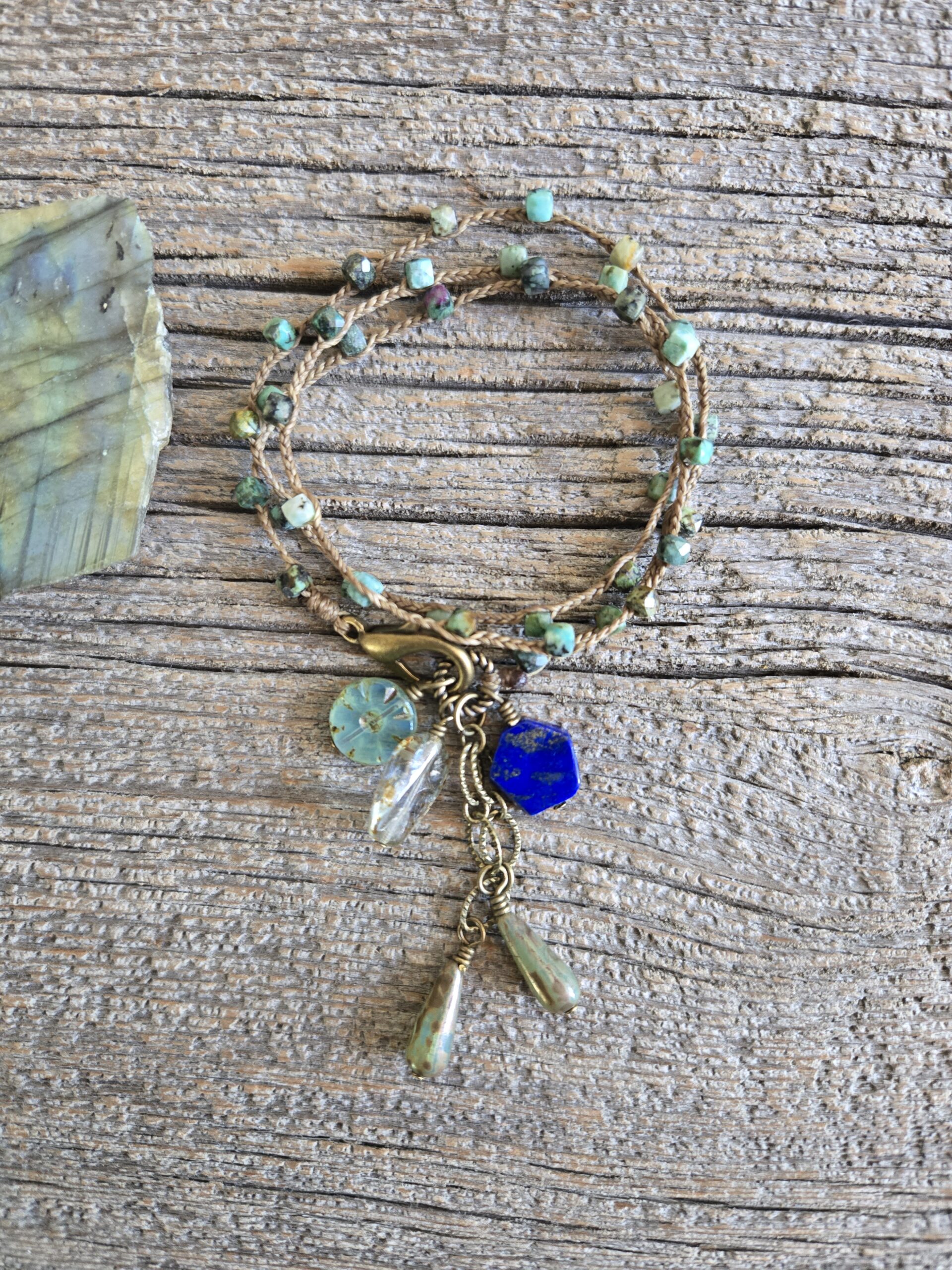 African Turquoise Wrap Bracelet/Necklace