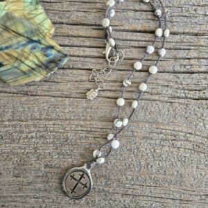 Howlite Cut Out Cross Necklace