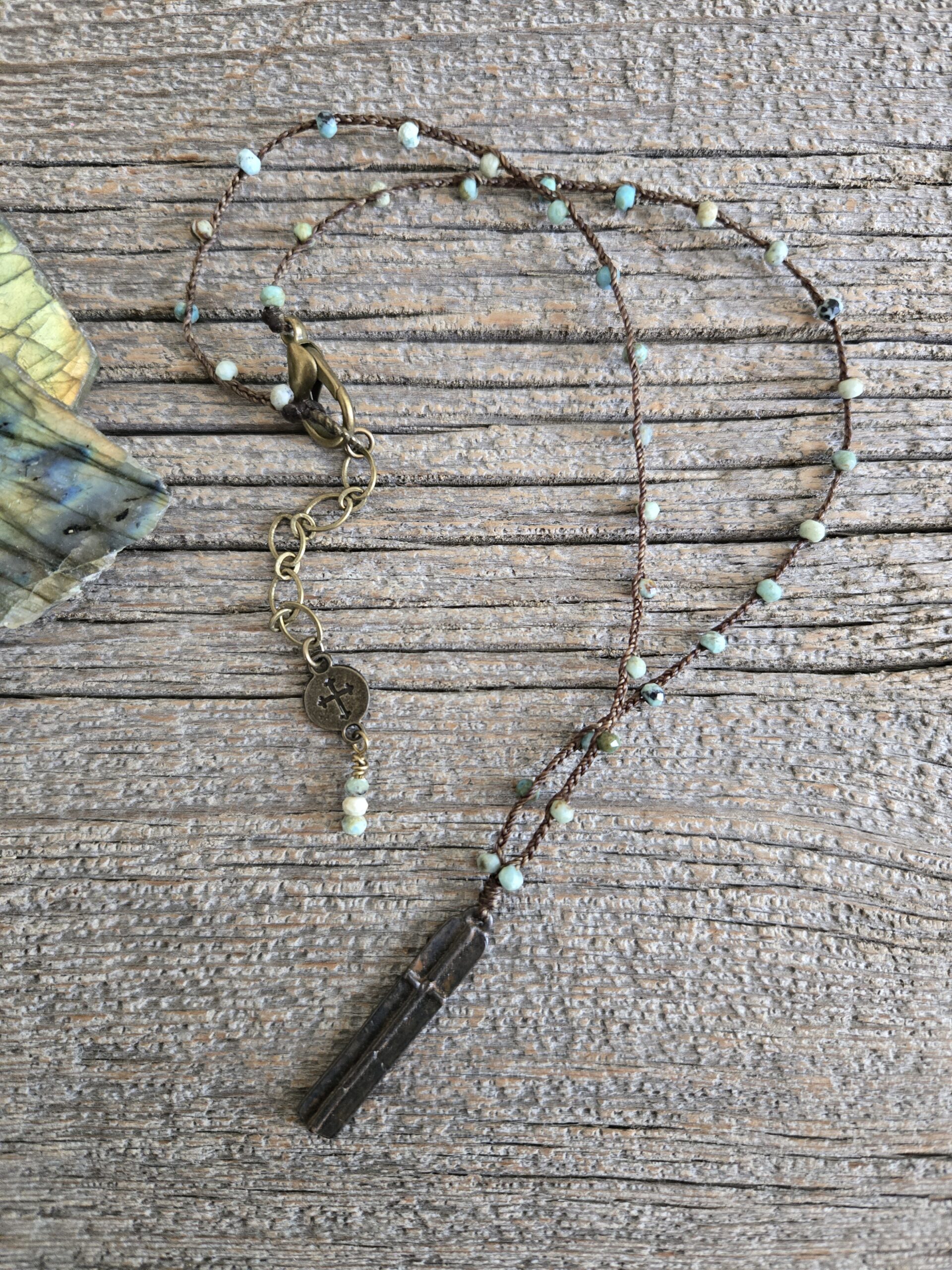 Blue Opal Cross Necklace