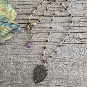 Garnet Shield Necklace