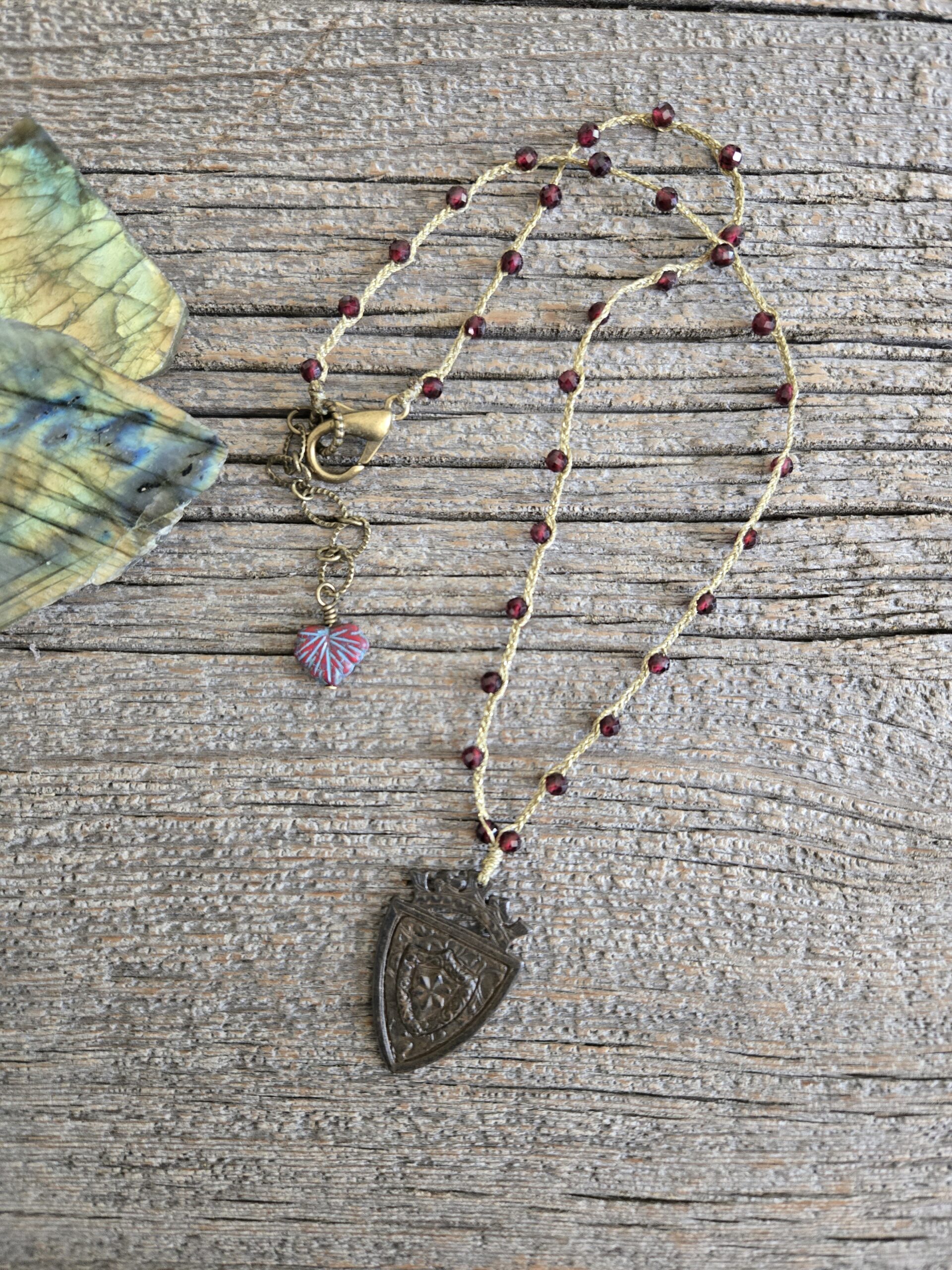 Garnet Shield Necklace