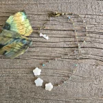 Blue Opal and Mother of Pearl Knotted Necklace