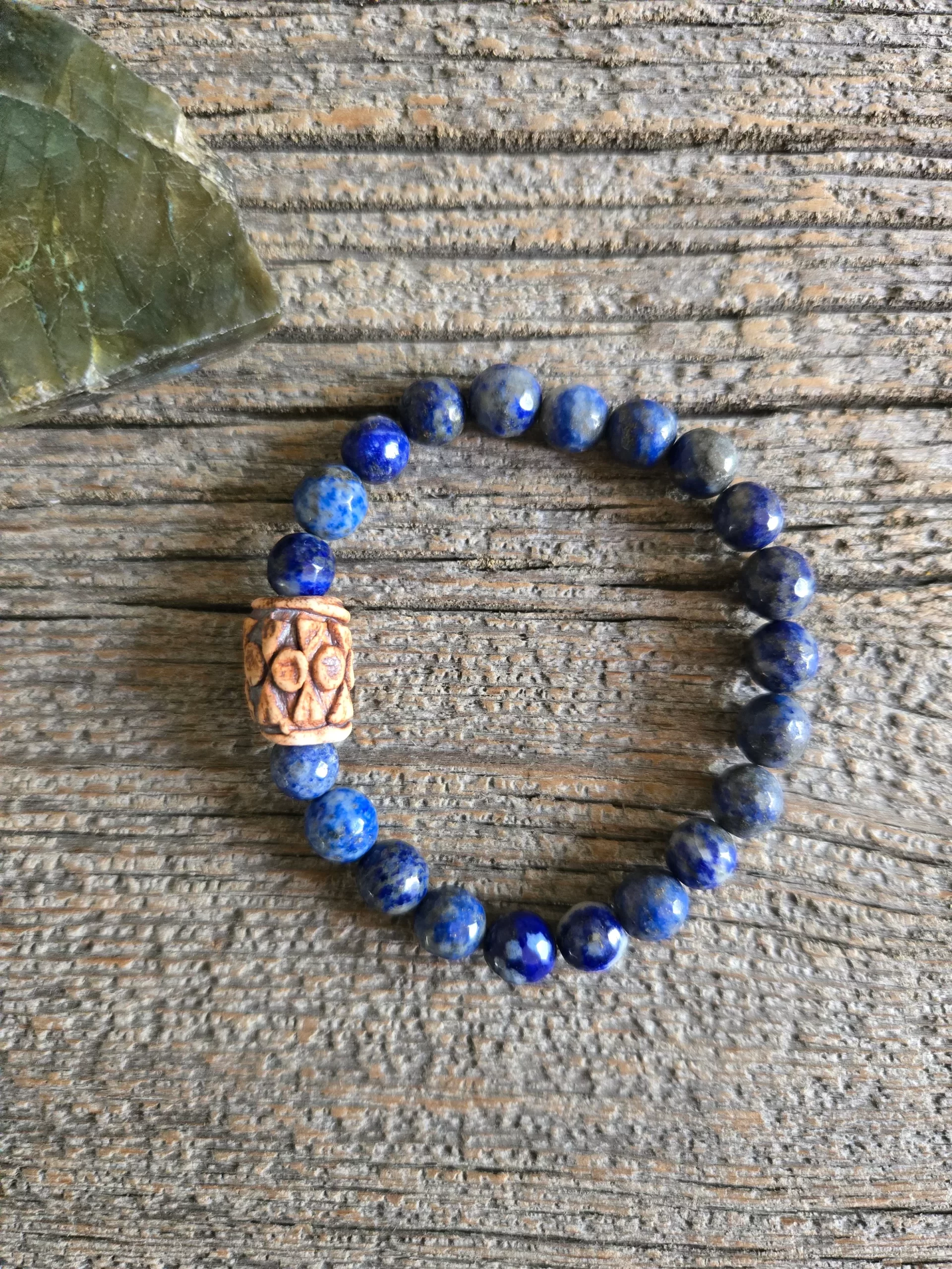 Sodalite and Ceramic Bead Stretch Bracelet